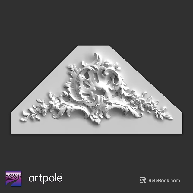 Ornate Decorative Triangle Architectural Component With Intricate Carved Floral Designs 3d model 