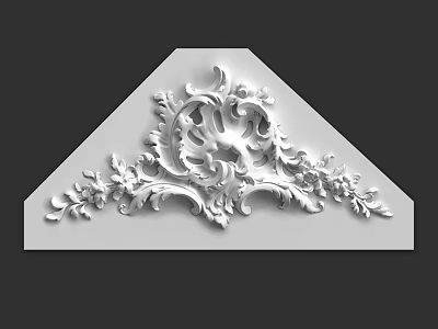 Ornate Decorative Triangle Architectural Component With Intricate Carved Floral Designs 3d model