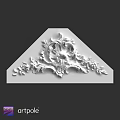 Ornate Decorative Triangle Architectural Component With Intricate Carved Floral Designs