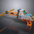 Futuristic Sci Fi Weapon with Orange Silver Body Double Barrel Control Panel and Modern Design 3d model