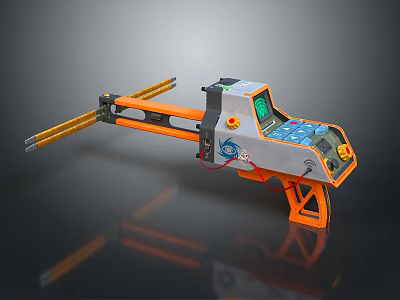 Future Science Fiction Laser Gun Science Fiction Weapon Laser Gun Future Style Weapon Metallic Orange Decoration High Detail Black Background Future Weapon 3d model