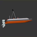 Orange and White Recreational Boat With Open Canopy And Seating Area