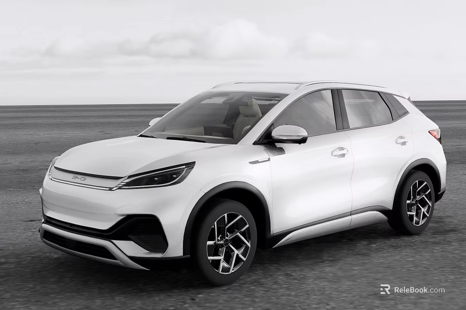 White Modern Electric SUV Car Exterior On Open Road With Sky Background 3d model 