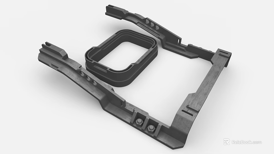 Industrial Equipment Metal Frame With Square Structure And Connecting Components 3d model 