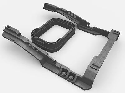 Industrial Equipment Metal Frame With Square Structure And Connecting Components 3d model