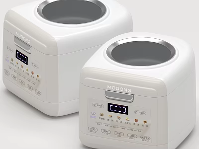 Modern Kitchen Appliances Two White MODONG Rice Cookers With Digital Display And Control Buttons 3d model