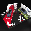 KIA Car Exhibition Booth Model With Display Cars Red Carpet And Furniture