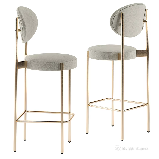 Modern Bar Stools With Upholstered Seats Backrest And Metal Frame Design 3d model