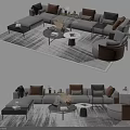 Modern Sofa Coffee Table Combination With Decorative Pillows Area Rug And Floor Lamp 3d model