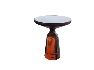 Modern Round Side Table With White Top And Brown Transparent Base Design 3d model