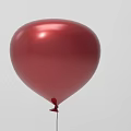 Shiny Red Balloon With Glossy Surface And Attached String For Party Decoration 3d model