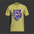 Stylish Yellow T-shirt With Vibrant Tiger Graphic Design And Soft Fabric For Casual Wear