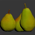 Fresh Yellow And Green Pears With Shiny Skin On Black Reflective Surface