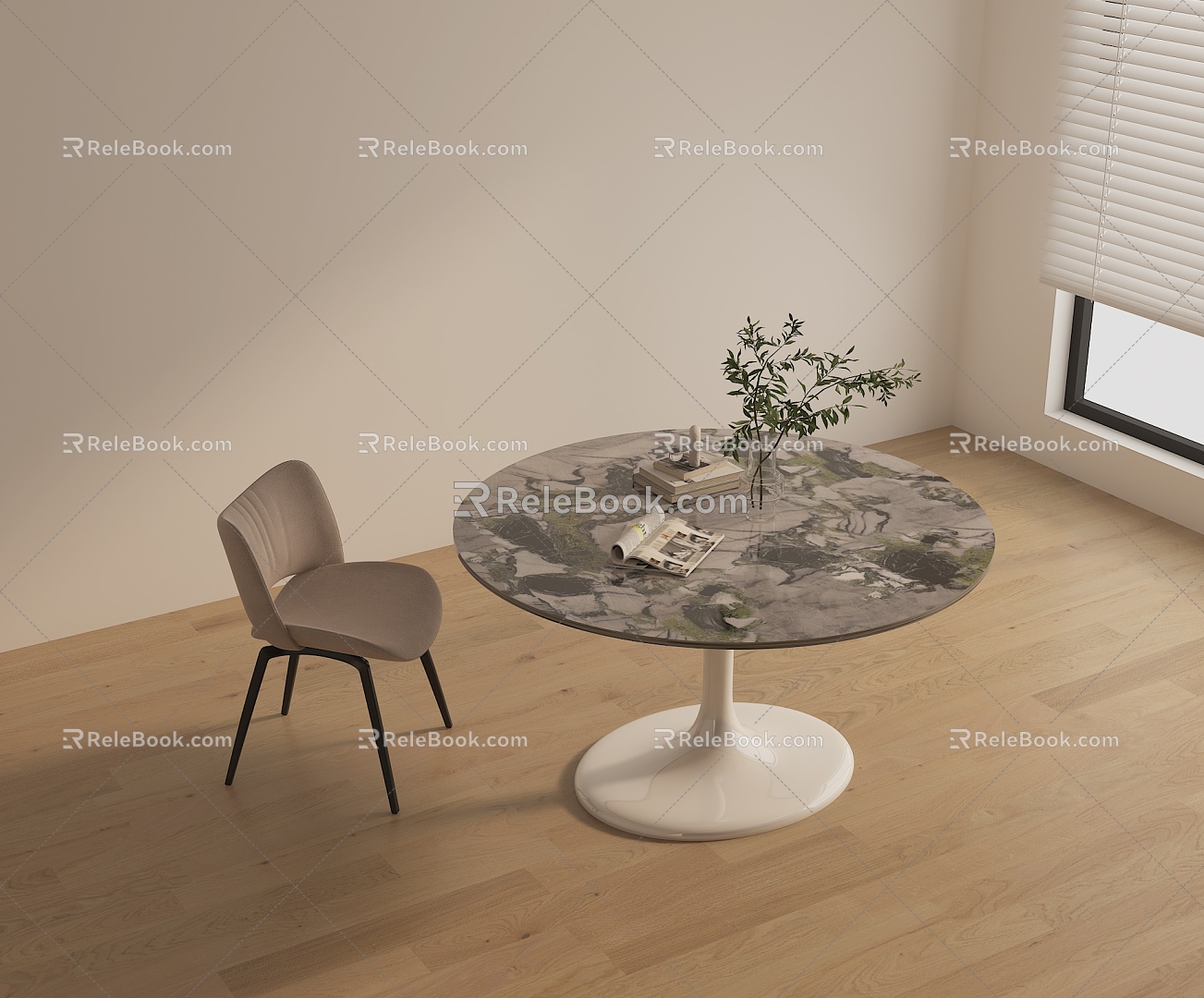 Table Round Table Chair 3d model