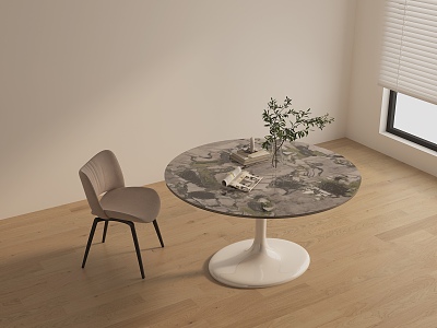 Table Round Table Chair 3d model