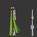 Colorful Living Supplies Collection With Green Tassels Silver Hairpins Blue Pendants And Pearl Chains