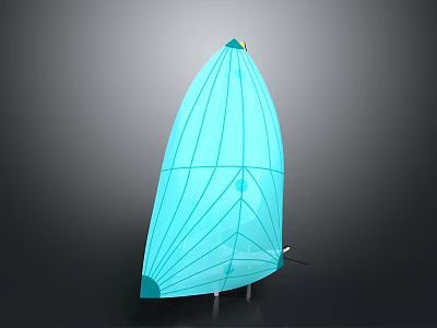 Blue Sailboat Water Transport With Blue Sail Line Design And Yellow Top Decoration 3d model