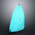 Blue Sailboat Water Transport With Blue Sail Line Design And Yellow Top Decoration