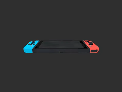 Entertainment Electronics Portable Gaming Console With Blue Red Controllers And Black Screen 3d model