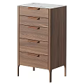 Modern Minimalist Entryway Cabinet Sideboard With Walnut Wood Drawers And Metal Legs