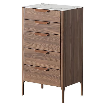 Modern Minimalist Entryway Cabinet Sideboard With Walnut Wood Drawers And Metal Legs 3d model