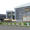 Green LA Modern Commercial Street With Glass Facades Greenery Trees And Retail Shops