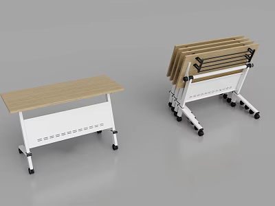 Folding Conference Tables With Wheels Wooden Top And White Frame For Office Use 3d model