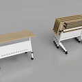 Folding Conference Tables With Wheels Wooden Top And White Frame For Office Use