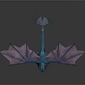 Game Movie Character Blue Purple Winged Spiked Dragon Detailed Design
