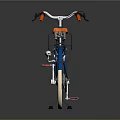 Blue Bicycle with Orange Seat White Wall Tires and Orange Handlebars in Studio Isolated Background