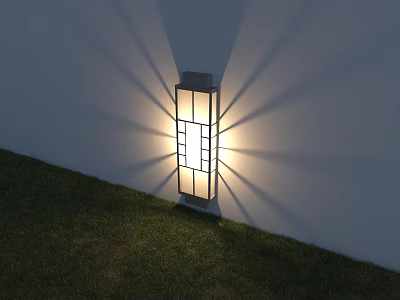 Outdoor Wall Light With Geometric Pattern Glass Panel For Garden Yard Radiant Illumination 3d model