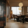 Elegant Modern Living Dining Room Interior With Leather Sofa And Marble Dining Table