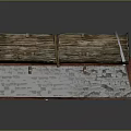 Small Stone Cottage Model With Red Door Green Window And Gray Roof