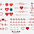 Modern heart electrocardiogram heart pulse line hand-painted line pattern 3d model