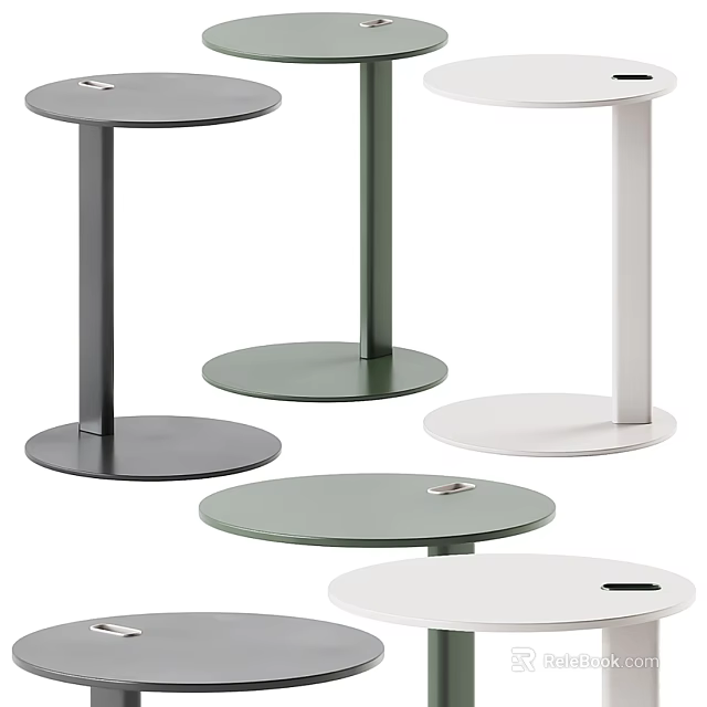 Modern Round Side Tables With Different Colors And Sturdy Circular Bases 3d model