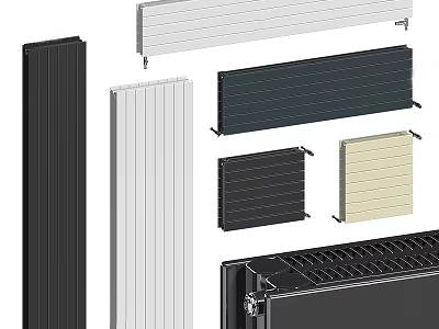 Modern Stylish Radiators In Various Colors And Designs For Home Heating 3d model