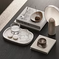 Modern Decorative Ornament Set With Marble Tray Glass Cups And Table Lamp For Home Decor