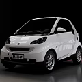 White Compact Two Door Car With Modern Design And Black Wheels 3d model