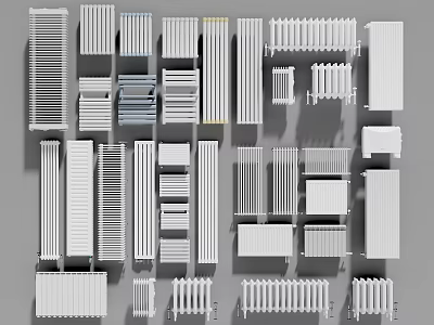 Various Types of Radiators with Panel Column Flat and Modern Designs 3d model
