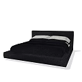 Modern Black Upholstered Double Bed With Soft Mattress And White Pillows 3d model