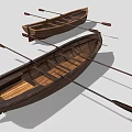Wooden Boats With Traditional Wooden Structure And Oars Featuring Wooden Seats And Planks
