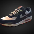 Nike Air Max Casual Sports Shoes With Navy Blue White Upper And Red Air Cushion Sole