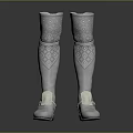 Woman's White Knee High Boots With Diamond Pattern And Straps Design
