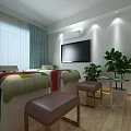 Beauty Salon Interior With Colorful Striped Beauty Beds Brown Stools Green Plants And Recessed Lighting