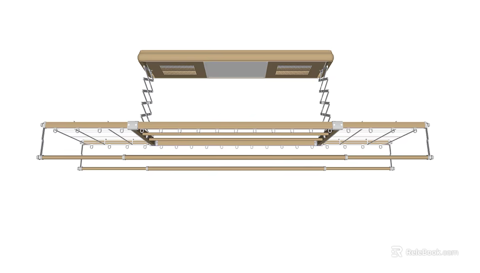 Ceiling Mounted Clothes Drying Rack With Metal Bars And Adjustable Height 3d model