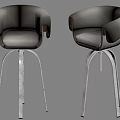 Modern Light Gray Velvet Bar Stools with Wooden Armrests and Metal Legs