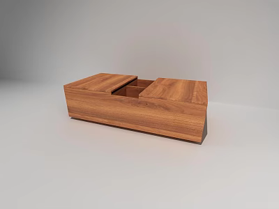 Modern Wooden Coffee Table With Open Storage Compartments And Natural Wood Texture 3d model