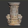 Two Classical Stone Pillars With Intricate Carved Patterns And Decorative Base