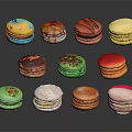 Assorted Colorful Macarons With Vibrant Colors Various Flavors And Decorative Patterns