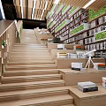 Modern Library Book Bar Stair Reading Area Book Bar Bookcase 3d model